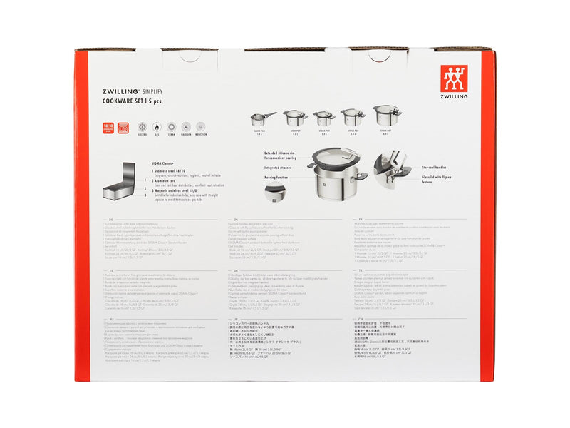 Zwilling SIMPLIFY - Cookware set with cover - 5 items - round - silver