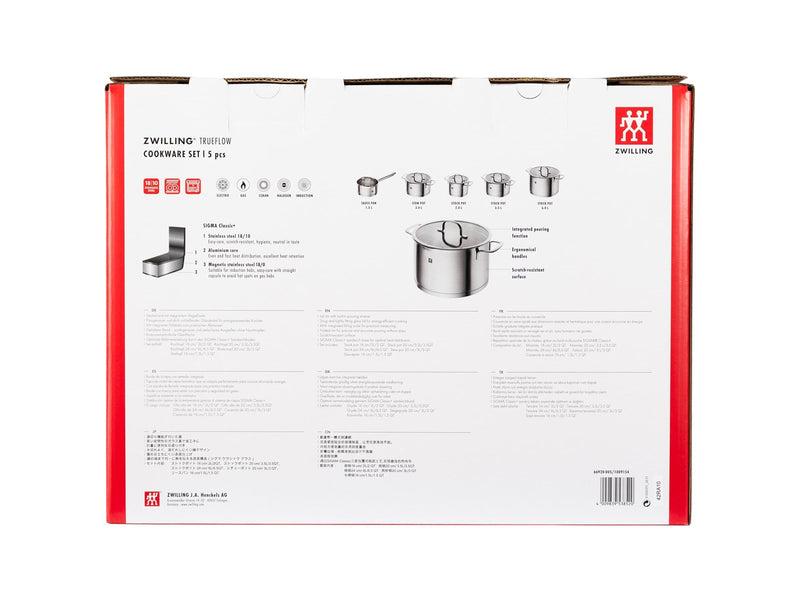 Zwilling TrueFlow - Cookware set with cover - 5 items - round - silver