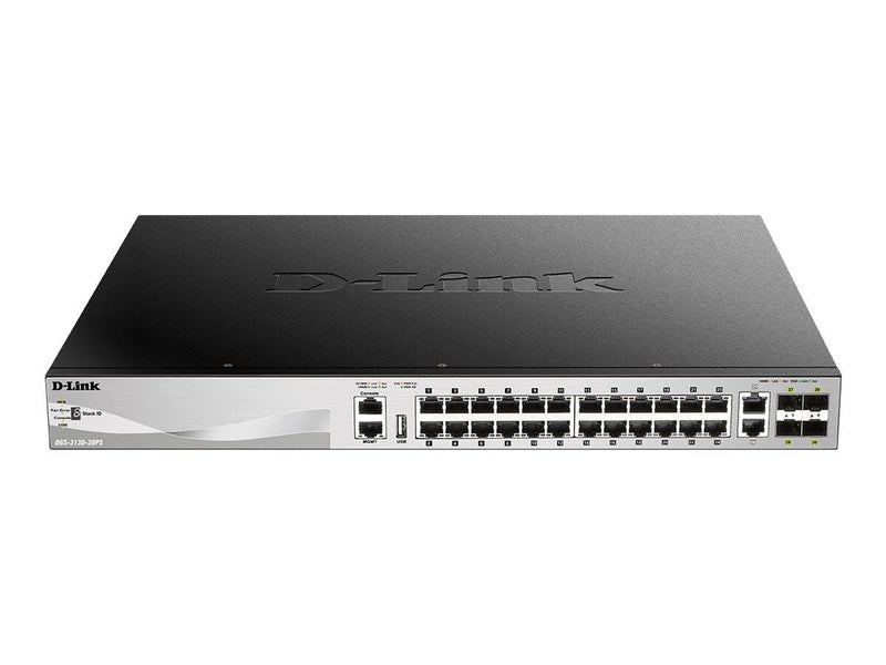 D-Link DGS-3130-30PS/E, 30-Port Layer 3 PoE Gigabit Stack Switch (SI)