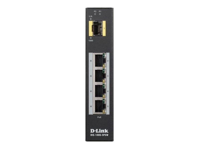 D-Link DIS-100G-5PSW, 5-Port Unmanaged Layer2 Gigabit PoE Industrial Switch