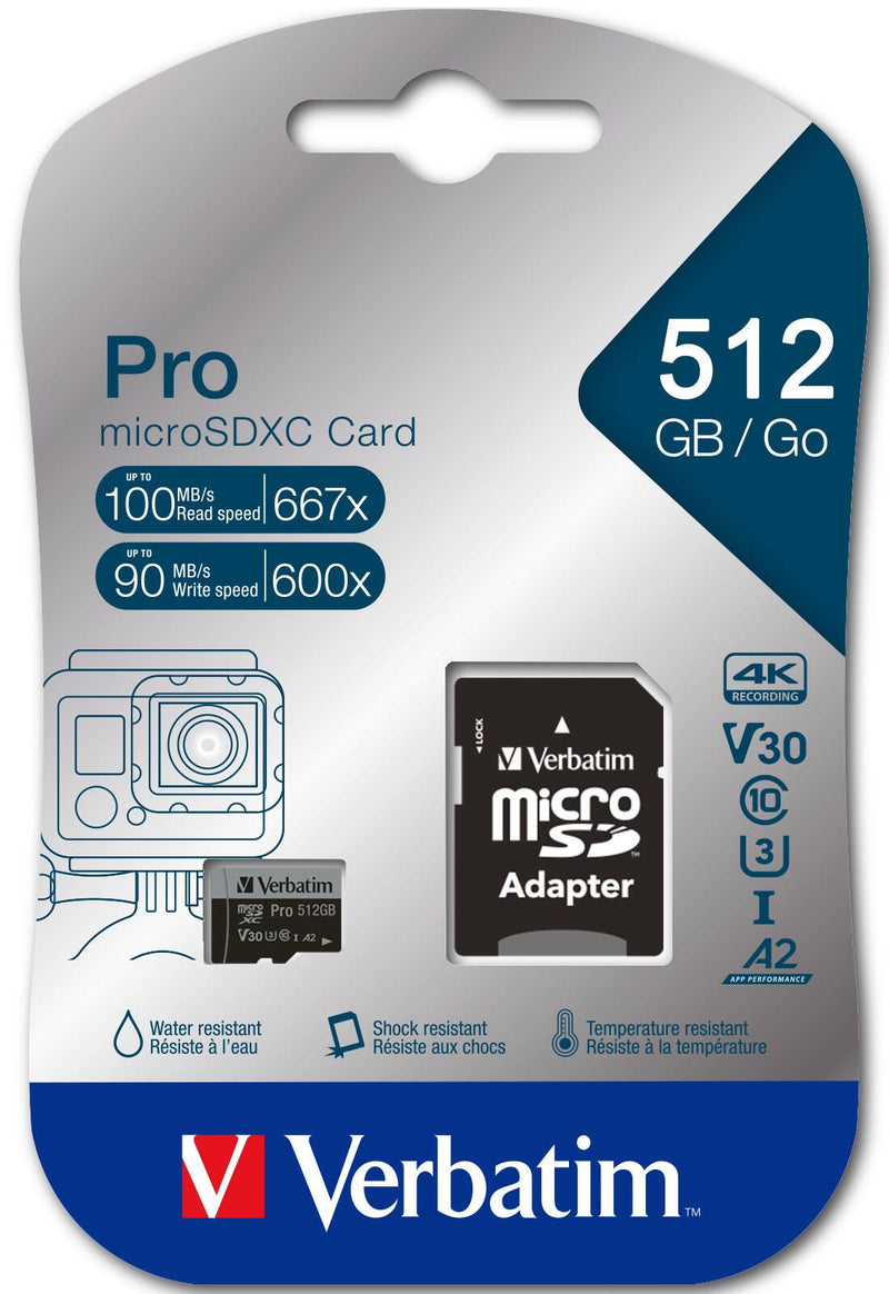 Verbatim Pro Speicherkarte 512 GB (SD-Adapter inbegriffen)
