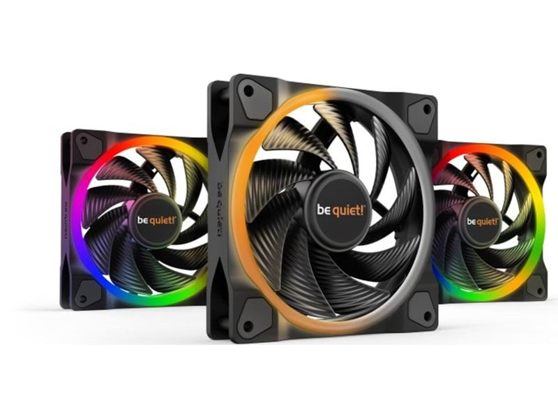 be quiet! LIGHT WINGS 120mm PWM high-speed Triple-Pack - Gehäuselüfter - 120mm - Schwarz mit RGB LED - 31 dBA