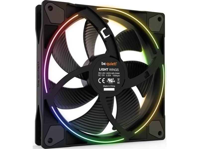 be quiet! LIGHT WINGS 140mm PWM - Gehäuselüfter - 140mm - Schwarz mit RGB LED - 23 dBA