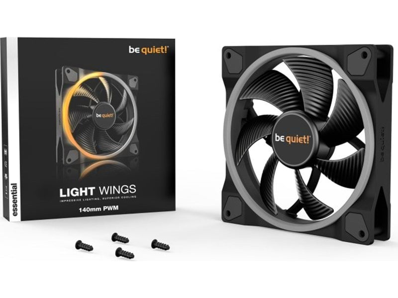 be quiet! LIGHT WINGS 140mm PWM - Gehäuselüfter - 140mm - Schwarz mit RGB LED - 23 dBA