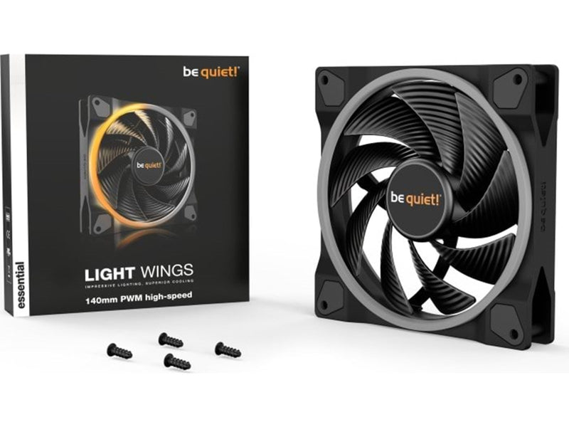 be quiet! LIGHT WINGS 140mm PWM high-speed - Gehäuselüfter - 140mm - Schwarz mit RGB LED - 31 dBA