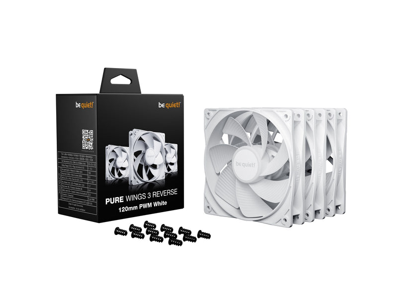 be quiet! PURE WINGS 3 120 White Reverse (3-pack) - Gehäuselüfter - 120mm - Weiß - 30 dBA