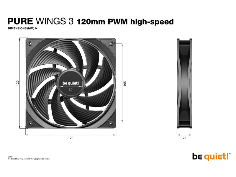 be quiet! Pure Wings 3 120mm PWM high-speed - Gehäuselüfter - 120mm - Schwarz - 31 dBA