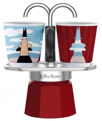 Bialetti Mini Express - Espressokocher-Set - rot + 2 Becher aus Arte Collection René Magritte