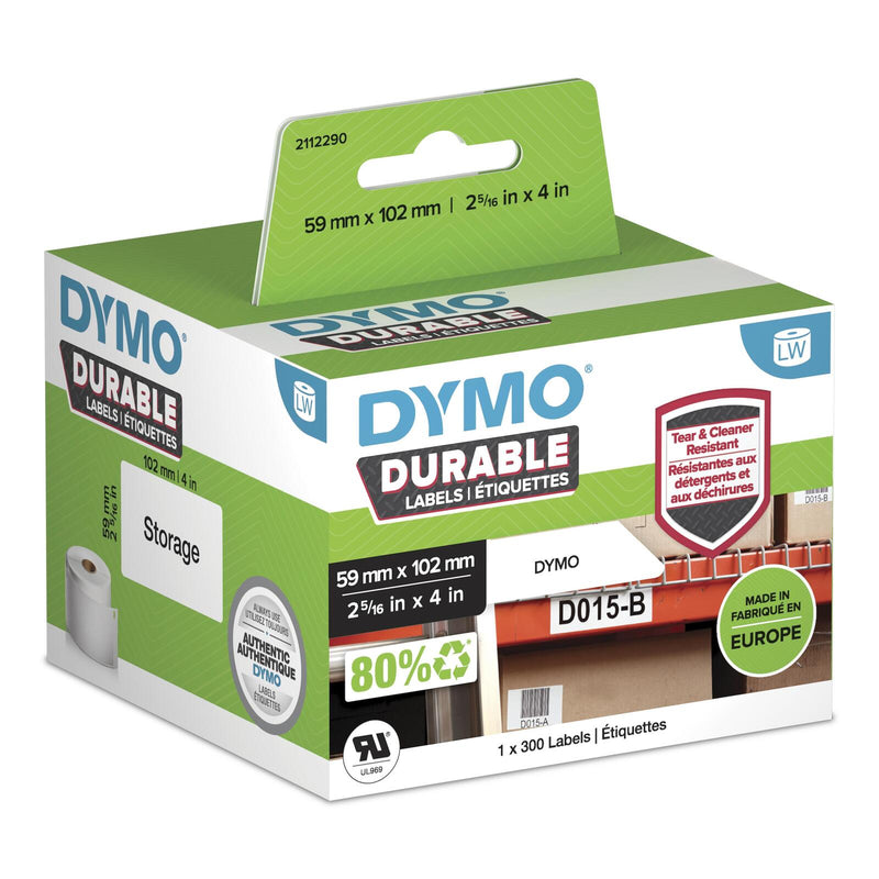 DYMO® Original Hochleistung Etikett für LabelWriter™, Kunststoff - weiss - permanent haftend, widerstandsfähig, 1 x 300