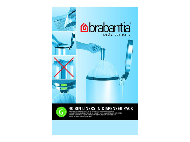 brabantia Size G - trash can liner - high-density polyethylene (HDPE) - white - pack of 40