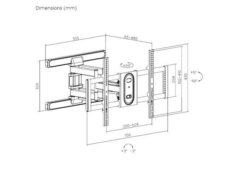 dezen TV Wall Mount - Flex - 37"-86" - Max 60 kg - recommended for 86"