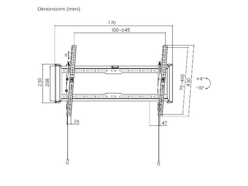 dezen TV Wall Mount - Tilt - Ultra Slim - 37"-80" - Max 75 kg - recommended for 80"