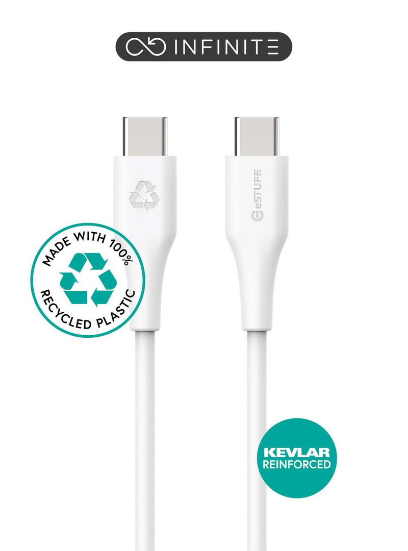 eSTUFF INFINITE Superweiches USB-C-auf-USB-C-Kabel, 1 m – 100 % recycelter, PVC-freier Kunststoff
