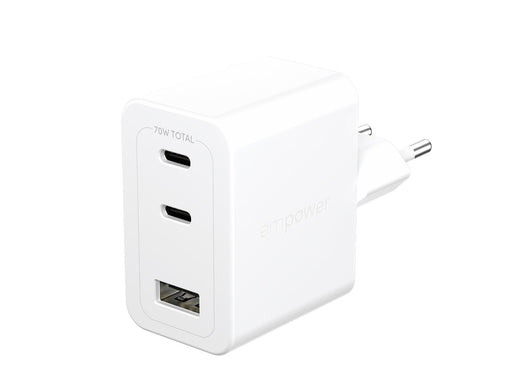 empower by PanzerGlass Turbo 70W Multiple Charger incl. 2 x USB-C + USB-A | EU Plug | Silver White