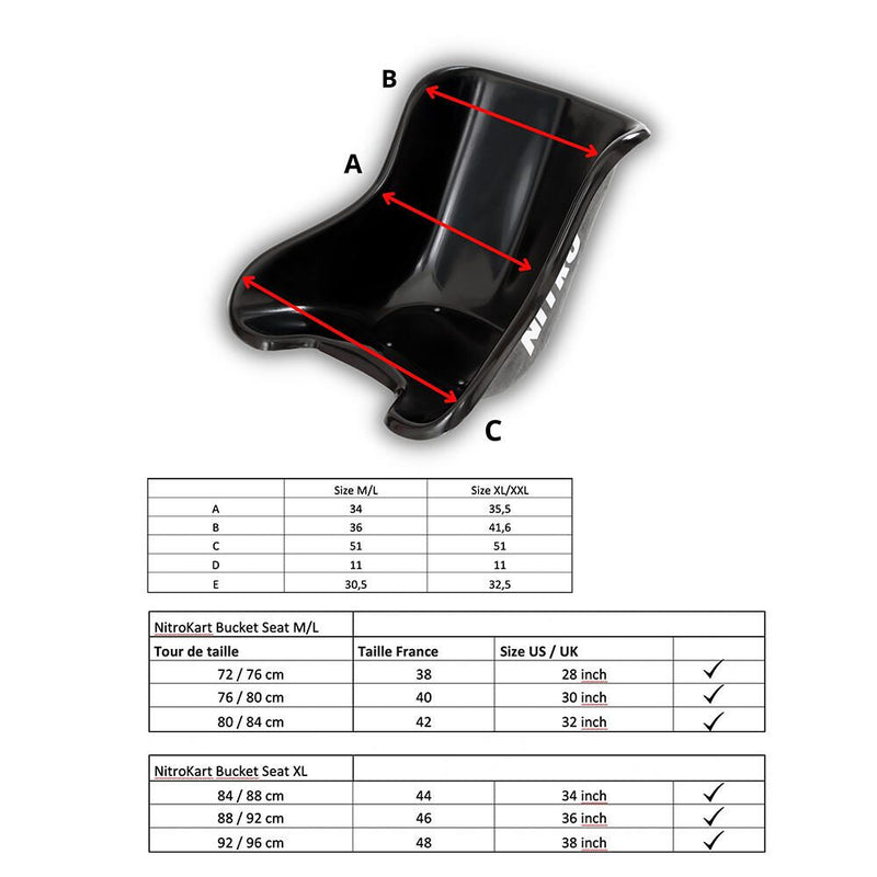 OPLITE NitroKart – FiberGlass Schalensitz schwarz (Größe M/L)