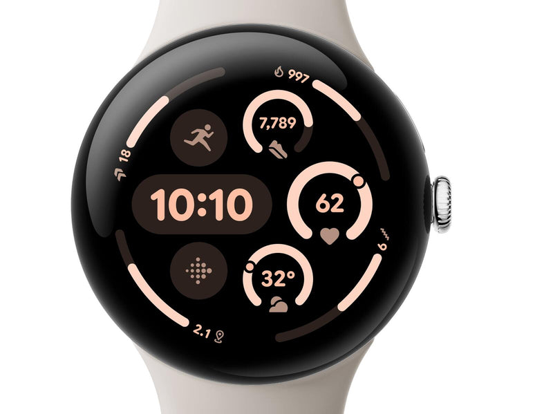 Google Pixel Watch 3 (LTE) Sportarmband 41mm, Silber/Porcelain