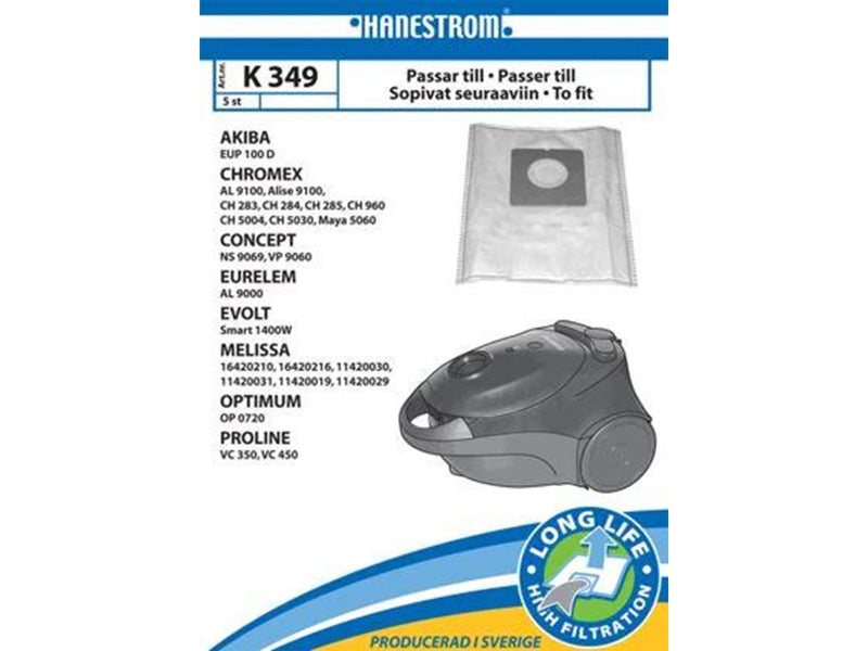 hanestroem Vacuum Cleaner Bags K349 - 5 pcs