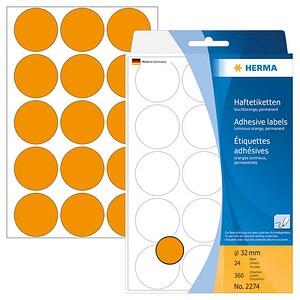 HERMA Klebepunkte Ø 32,0 mm leuchtorange