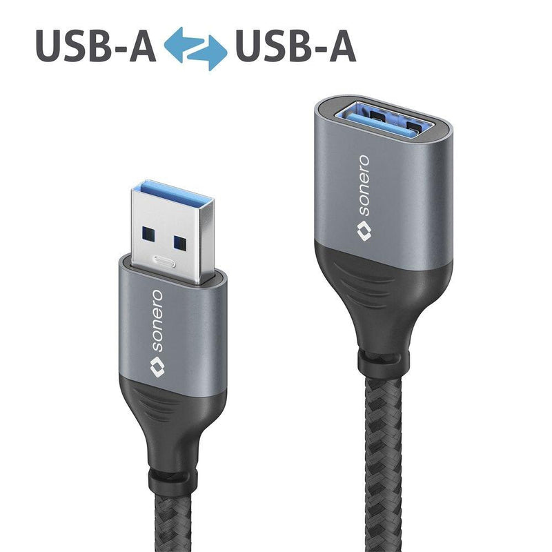 Sonero USB 3.0 Kabel - A/A Verlängerung - Aluminium - space grey/schwarz - 0,50m