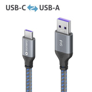Sonero USB-C auf USB-A Ladekabel - USB 2.0, Super-Fast Charge 5V/5A - grau/blau - 0,50m
