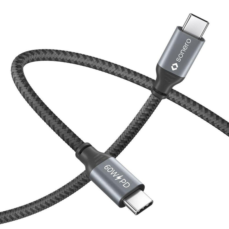 Sonero USB-C auf USB-C Ladekabel - USB 2.0, 60W PD - grau/schwarz - 1,00m