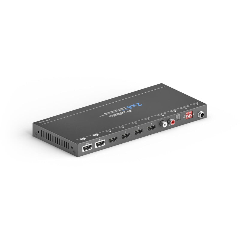 PureTools - HDMI Splitter 2x4, 4K (60Hz 4:4:4) mit Down-Scaling, Audio und EDID Management