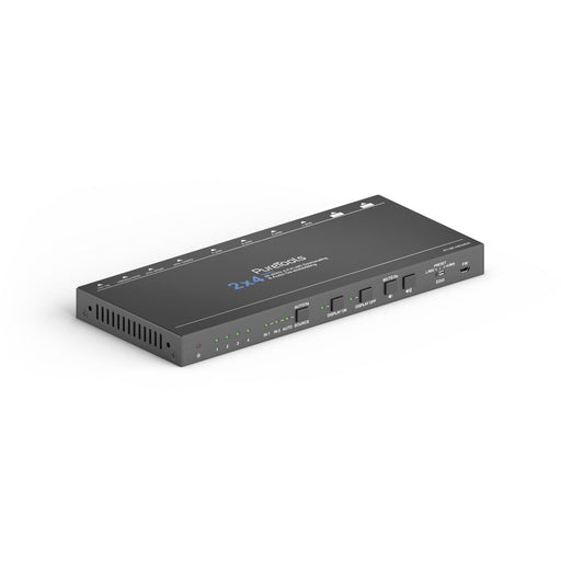 PureTools - HDMI Splitter 2x4, 4K (60Hz 4:4:4) mit Down-Scaling, Audio und EDID Management