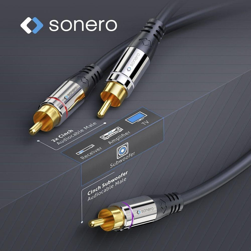 Sonero Cinch auf 2x Cinch Subwoofer Kabel 7,5m