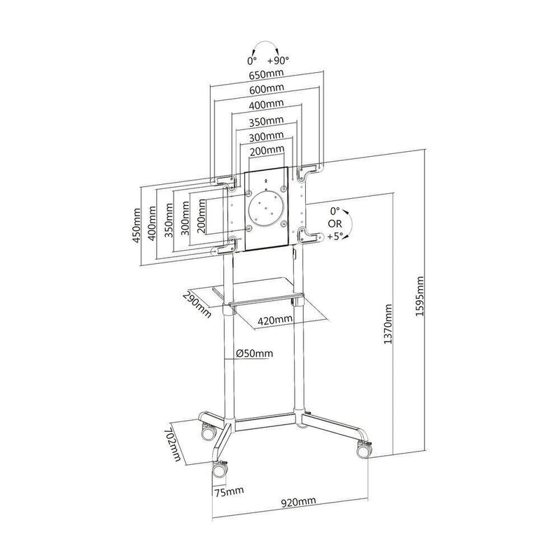 PureMounts Mobiler TV Standfuß, weiß