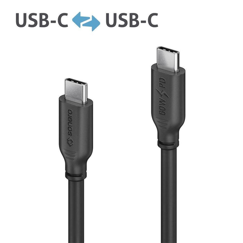 Sonero USB-C auf USB-C Ladekabel - USB 2.0, 60W PD - schwarz - 0,50m