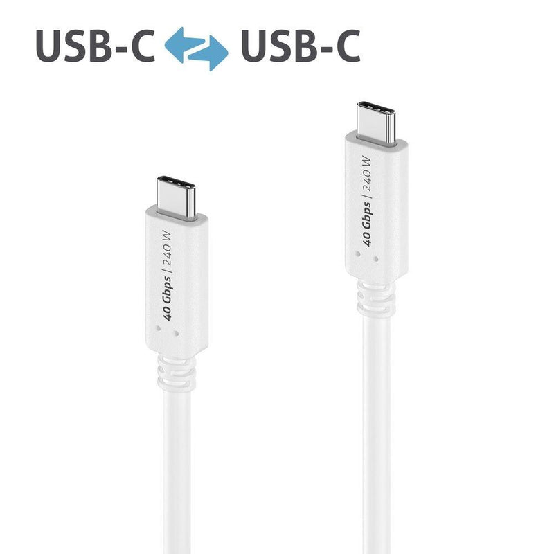 PureLink USB-C auf USB-C Kabel - USB4 Gen 3x2, 5A, EPR 240W, 40G, DP Alt Mode - iSerie - weiß - 1,00m