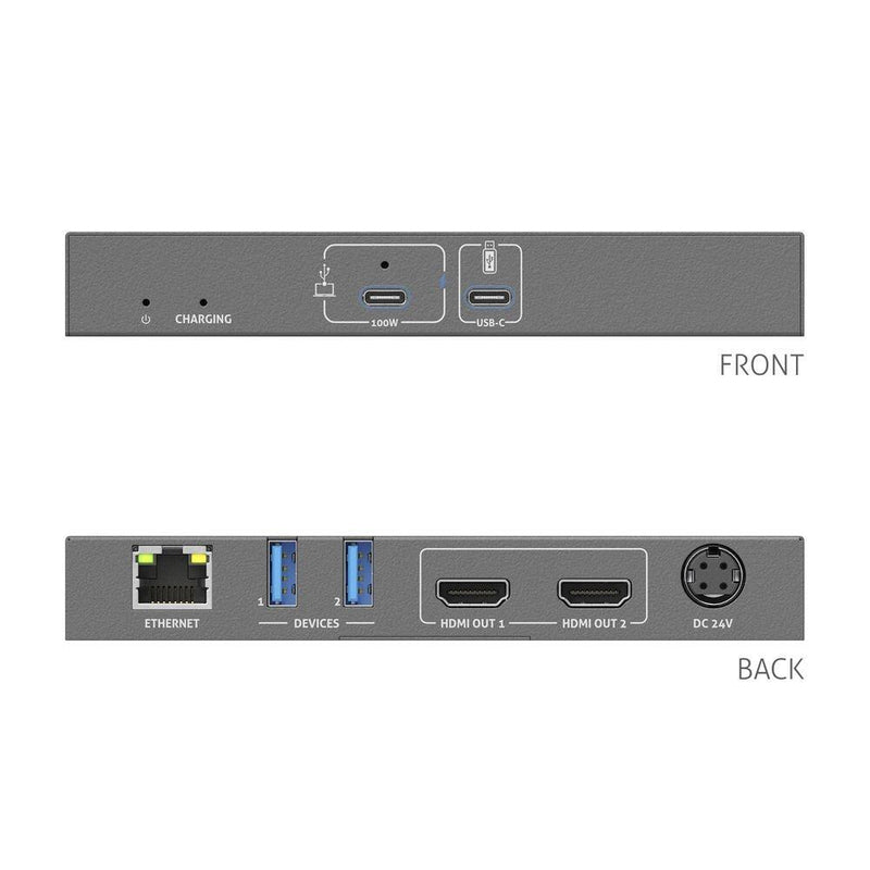 PureTools - ProAV USB-C Alt-Mode Docking Station - 4K (60Hz 4:4:4) USB-C + 100W PD Dual 4K HDMI Ausgang, USB 3.2 und Eth