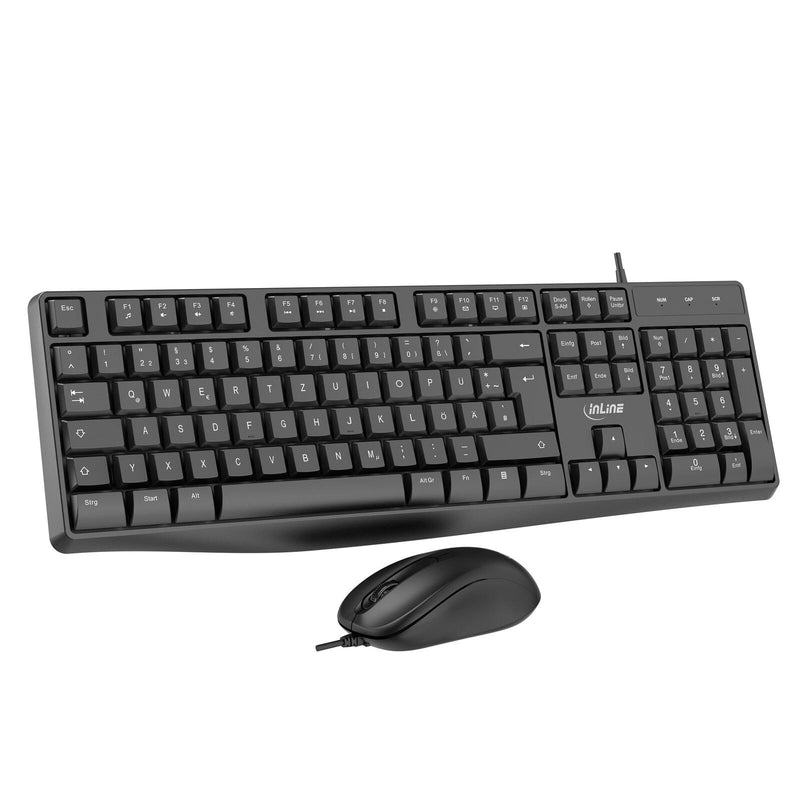 InLine Basic Desktop II, kabelgebundenes Tastatur-Maus Set, schwarz