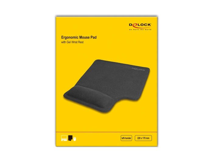 DeLOCK Ergonomisches Mauspad mit Gel Handballenauflage - Linkshänder, schwarz