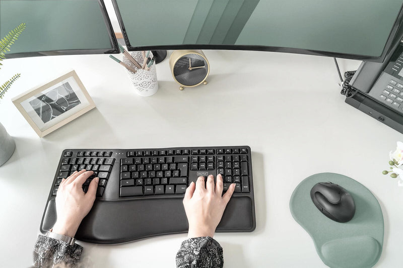 Digitus ergonomische kabellose Tastatur - QWERTZ Deutsch - Schwarz