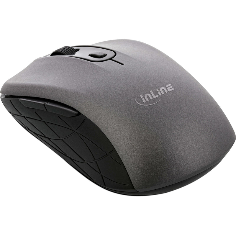 InLine Maus 3-in-1, Bluetooth + 2x 2.4GHz Funk, 5 Tasten, optisch, grau/schwarz