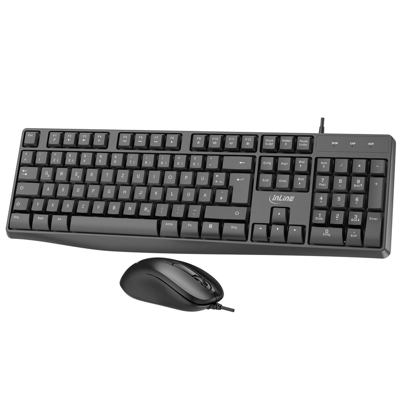 InLine Basic Desktop II, kabelgebundenes Tastatur-Maus Set, schwarz