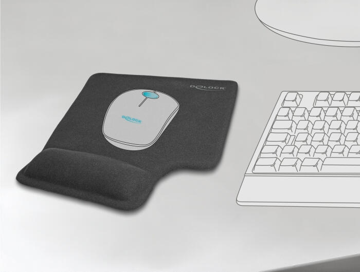 DeLOCK Ergonomisches Mauspad mit Gel Handballenauflage - Linkshänder, schwarz