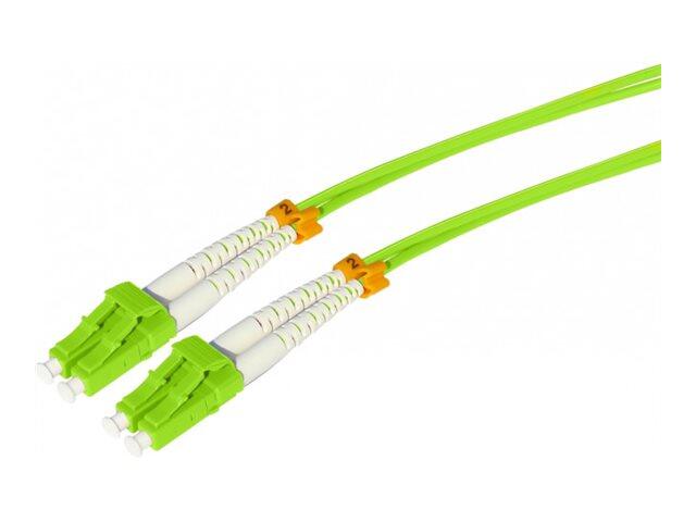 Tecline LWL Patchkabel HD, 50/125 µm, Multimode, OM5-Faser, LC Duplex Stecker/Stecker, limettengrün, 15,0 m
