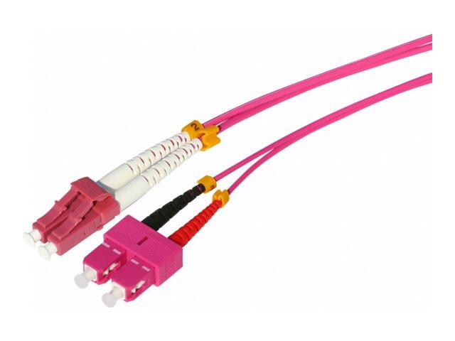 Tecline LWL Patchkabel HD, 50/125 µm, Multimode, OM4-Faser, LC Duplex Stecker / SC Duplex Stecker, erikaviolett, 30,0 m