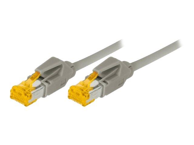 Tecline Patchkabel Cat. 6A (ISO/IEC), S/FTP (PiMF), halogenfrei, mit Rastnasenschutz, grau, 25,0 m