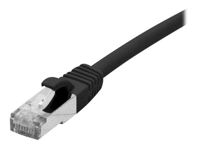Exertis Connect Patchkabel Cat. 6A, S/FTP (PiMF), halogenfrei, mit Rastnasenschutz, schwarz, 0,3 m