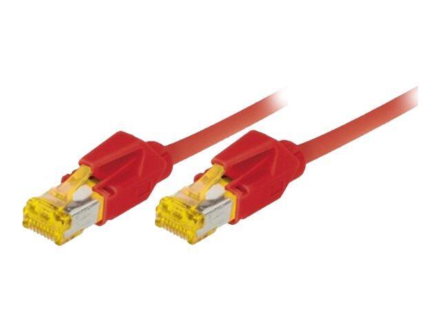 Tecline Patchkabel Cat. 6A (ISO/IEC), S/FTP (PiMF), halogenfrei, mit Rastnasenschutz, rot, 0,5 m