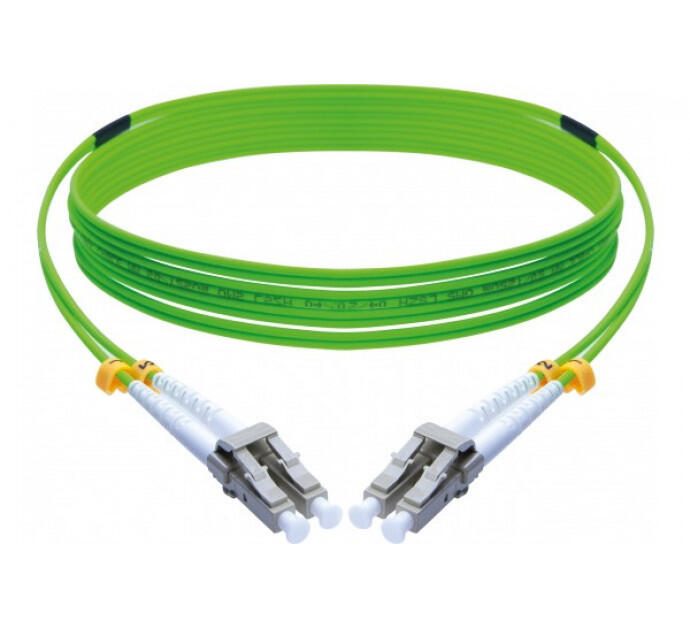Exertis Connect LWL Patchkabel HD, 50/125 µm, OM5-Faser, LC Duplex Stecker/ Stecker, UPC, lindgrün, 2,0 m