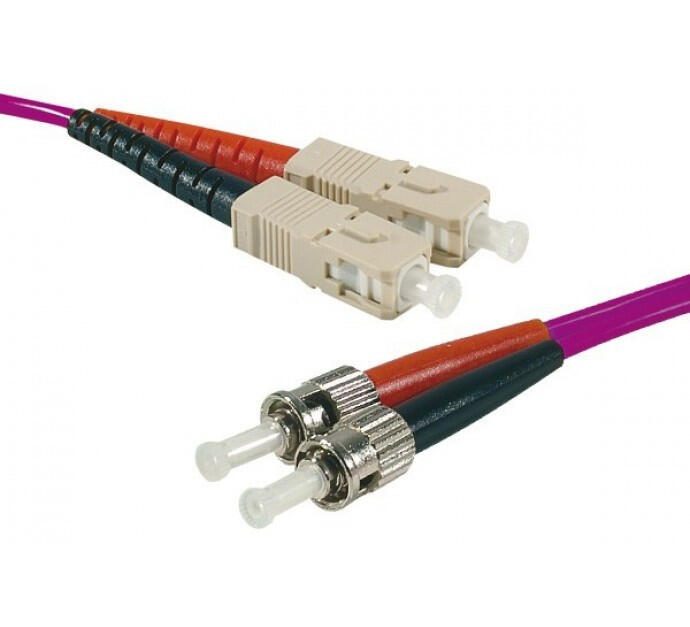 Exertis Connect LWL Patchkabel HD, 50/125 µm, OM4-Faser, 2x ST Stecker/SC Duplex Stecker, erika-violet, 3,0 m UPC
