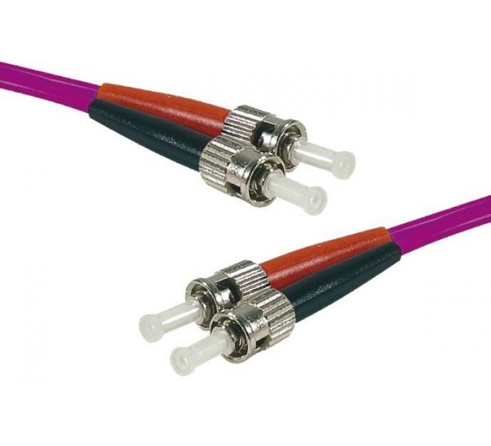 Exertis Connect LWL Patchkabel HD, 50/125 µm, OM4-Faser, 2x ST Stecker/2x ST Stecker, erika-violet, 2,0 m UPC
