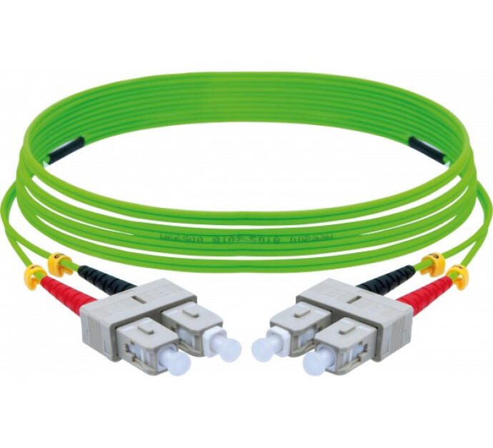 Exertis Connect LWL Patchkabel HD, 50/125 µm, OM5-Faser, SC Duplex Stecker/Stecker, UPC, lindgrün, 10,0 m