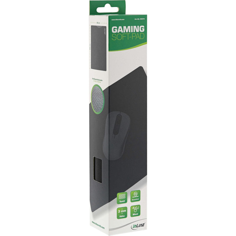 InLine Soft Gaming Mauspad - 350 x 260 x 3 mm, schwarz