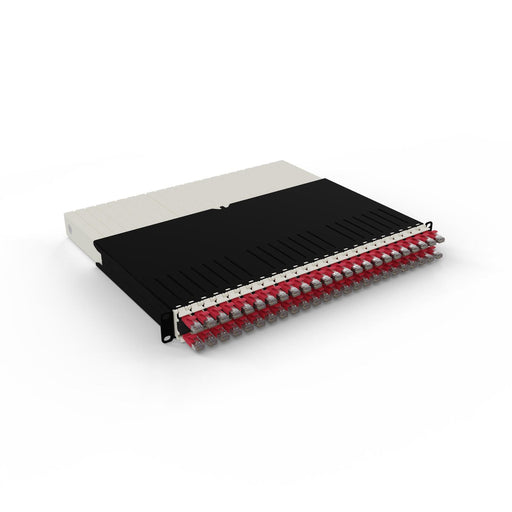 Patchbox patchbox.one Kabeleinzugssystem 8RU/STP (0,8 m) mit 24 Kassetten, Patchkabel Cat. 6a, U/FTP, PoE, Kabel rot