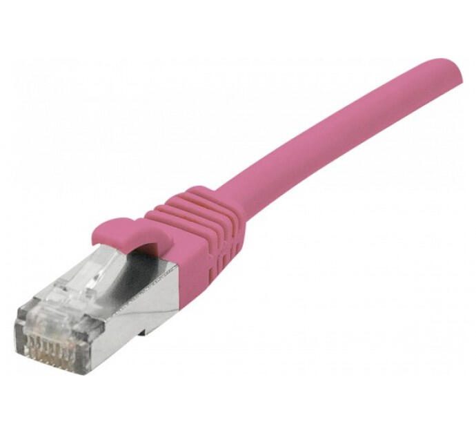 Exertis Connect Patchkabel Cat. 6A, S/FTP (PiMF), halogenfrei, mit Rastnasenschutz, rosa, 25,0 m